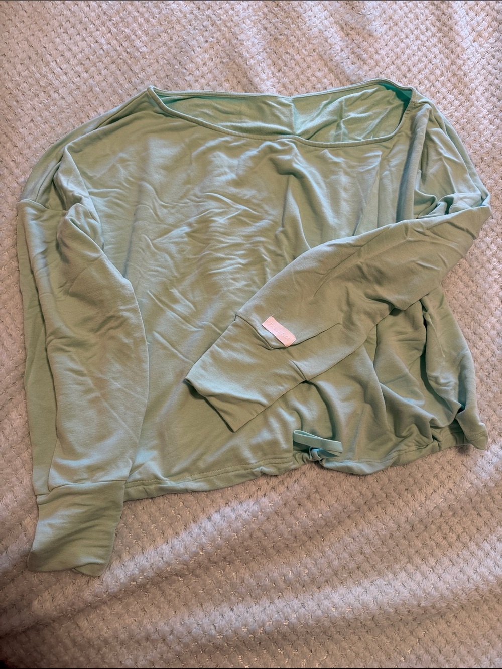 Fabletics Sage Green Off-the-Shoulder Long Sleeve Sweater